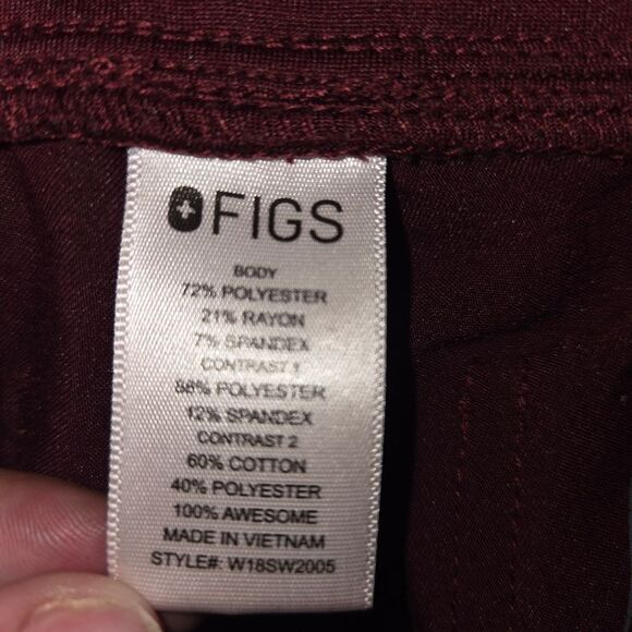 FIGS Zamora Jogger Scrub Pants Burgundy Red Technical Collection Size SMALL - Picture 7 of 7